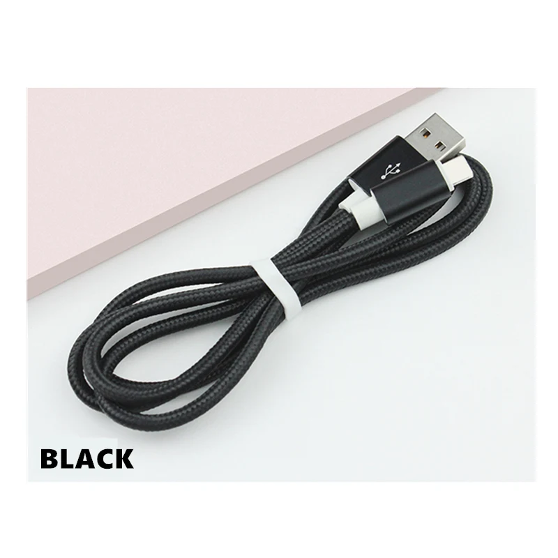 Usb type C зарядное устройство 0,25 M/1 M/2 M/3 M розовое золото розовый кабель для быстрой зарядки для Meizu Pro 7 6S 6 MX6 Xiaomi mi 8 6X mi A1 5X mi x 4C 4S - Цвет: Черный