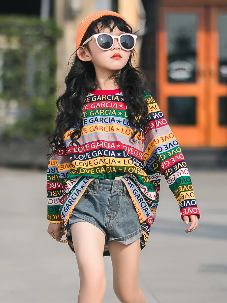 

Girls Kids T Shirt Fille Teens Clothes 8 To 12 Years Long Sleeve Letter T-shirt For Teenager Children Tops Pullover Shirt Dress