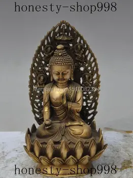 

9" chinese tibet buddhism brass sakyamuni Shakyamuni Medicine Buddha god statue