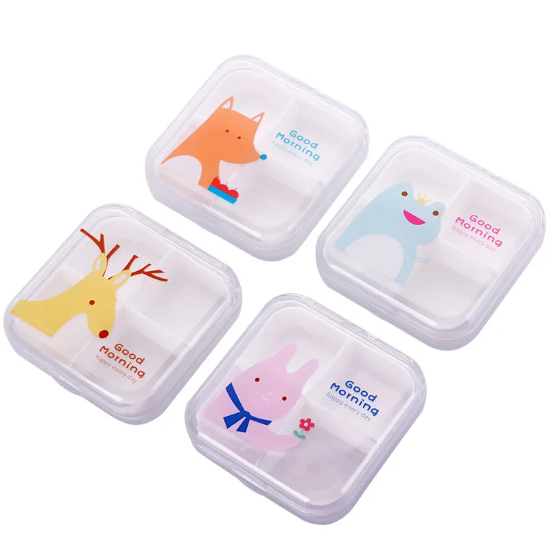 

4 Slots Transparent Pill Box Travel Pill Case Split Pill Organizer Medicine Box Cutter 7 Day Pill Container Case Holder #289777