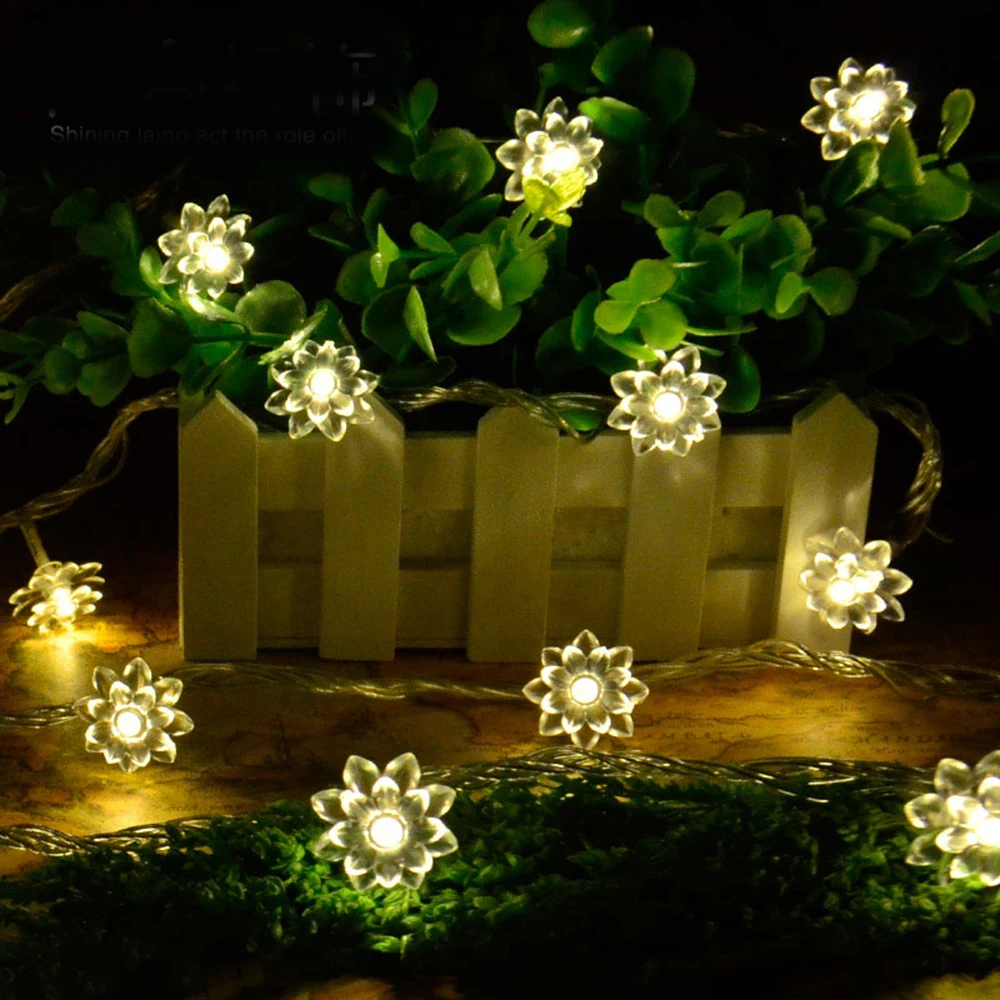 

10M 100LED Lotus Flowers Lighting String for Garden Outdoor Patio Decoration Simulation Plant LED Light with lighting Controller