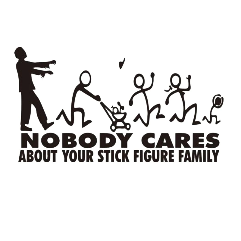 Cool Zombie Stick Family Nobody Cares Truck Cute And Interesting Stickers Car Decal Bumper Decor Vinyl Hobby Sticker | Автомобили и