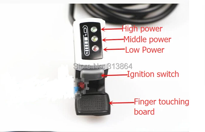 Best New Design 48V Wuxing 106DX e-bike finger throttle both-way thumb gas handle with battery indicator 4