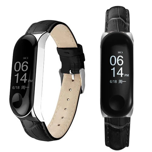 Черный Яркий кожаный ремень для Xiaomi Mi Band 3 Смарт-браслет аксессуары для Xiaomi Mi Band 3 Смарт-браслет для Xiaomi Mi band 3 - Цвет ремешка: Черный