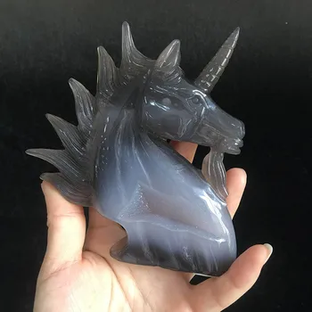 

Unique magic ornament hand carved natural agate geode crystal unicorn MJP