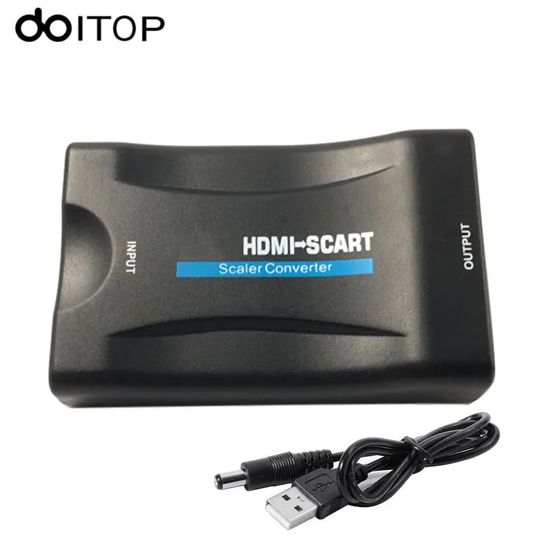 DOITOP 1080P HDMI a SCART Video Audio di Alto Livello Converter Scart out e HDMI in Segnale AV Adat