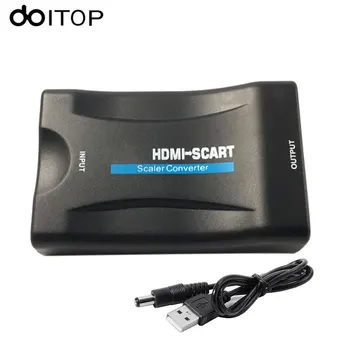 

DOITOP 1080P HDMI to SCART Video Audio Upscale Converter Scart out and HDMI in AV Signal Adapter for HD TV DVD Sky Box STB