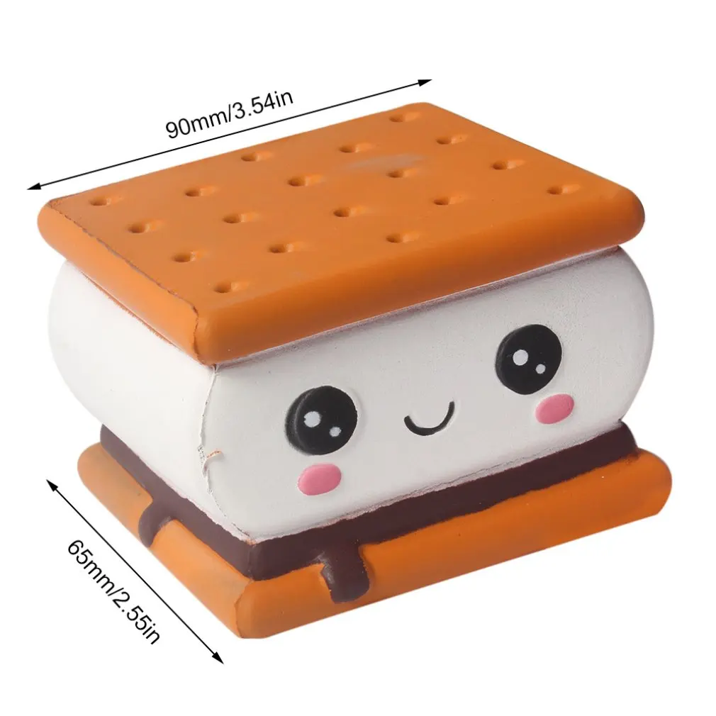Kawaii New Squishy Expression Chocolate Sandwich Biscuits Slow Rebound Toy Cute Simulation Soft Food Children's Toys Antistress