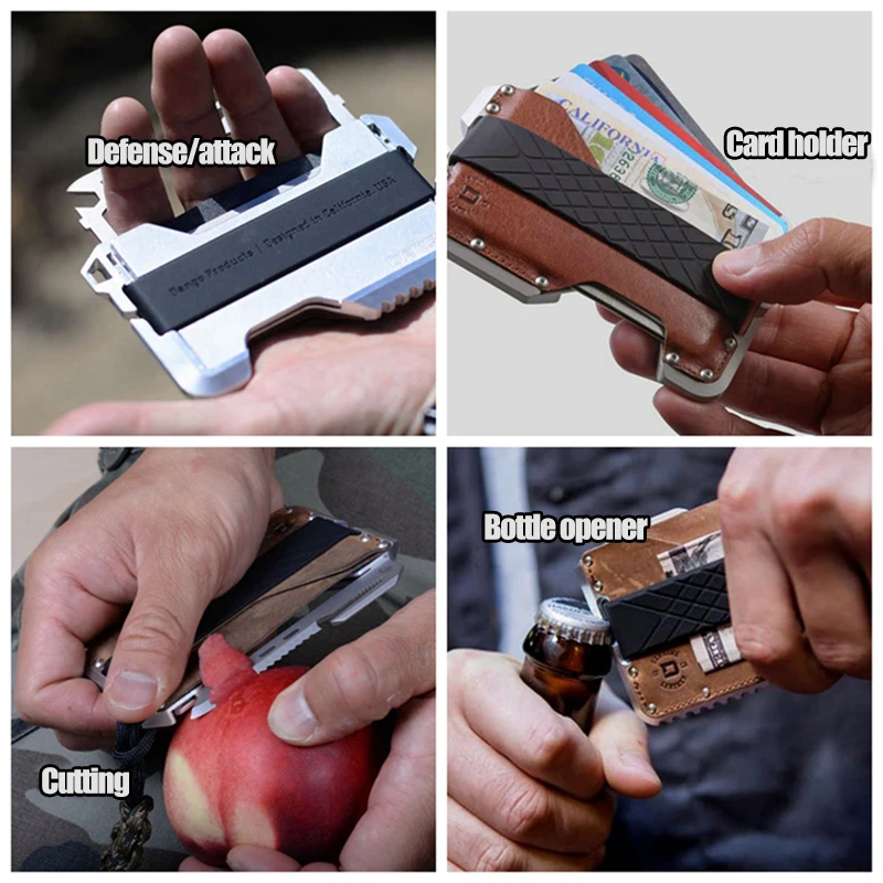 Metal Clip EDC Outdoor Pocket Wallet Tactical Multi-function Wallet Card Package Army Fans Equipment With Bottle Opener