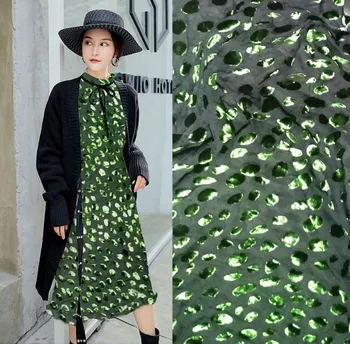

Telas Japan Green dot flowers print High Quality African Lace Silk Fabric Sewing dress scarf Silk Velvet Tissus cotton Fabric