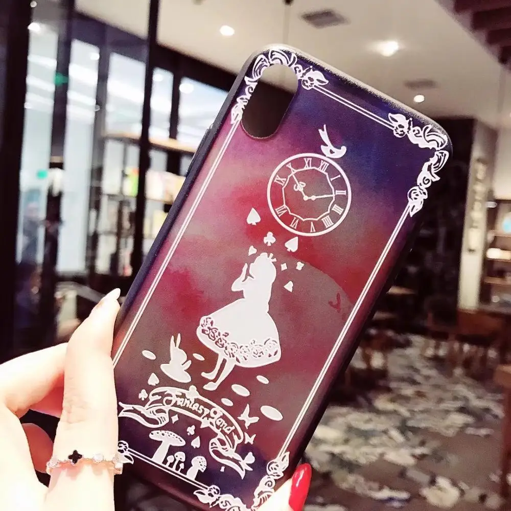 10 шт./партия Алиса Часы страна чудес для iPhone11Pro Max Xsmax XR 8P 6s 7plus Dreamy чехол для телефона ТПУ задняя крышка защитная оболочка