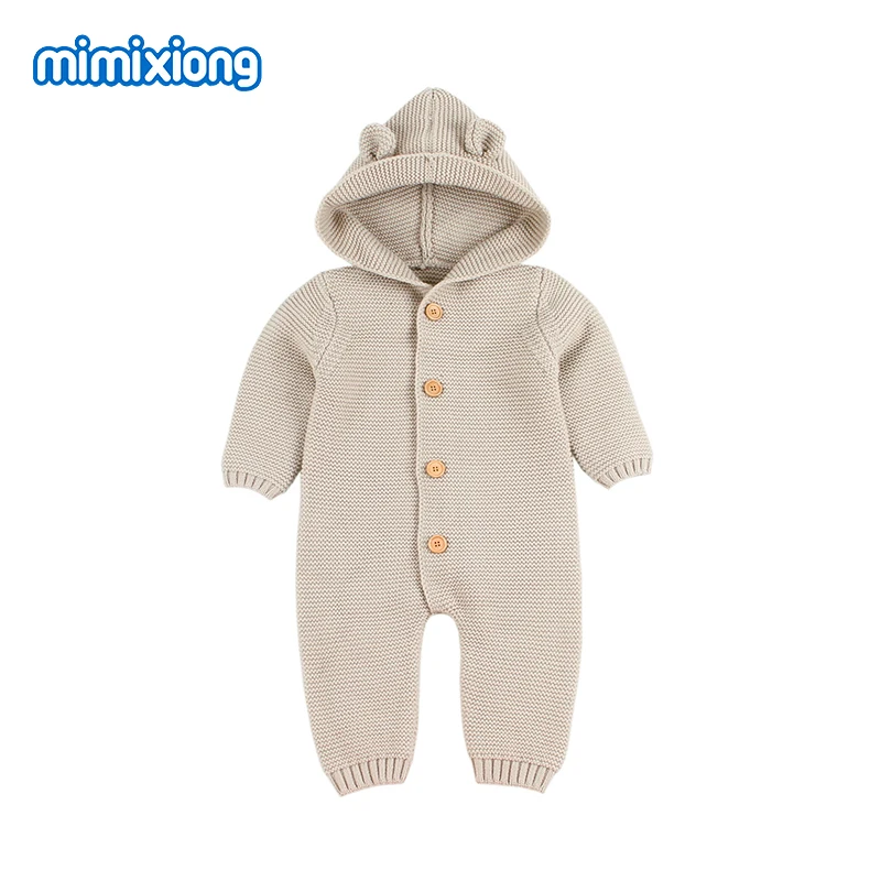 Bebé mameluco 3D Oso de dibujos animados de punto recién nacido Bebes divertido monos mono con capucha moda Niño manga larga mono de los niños Bebé mameluco 3D Oso de dibujos animados de punto recién nacido Bebes divertido monos mono con capucha moda Niño manga larga mono de los niños