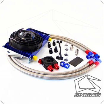 

Blue 13 Row Trust Oil Cooler Thermostat Sandwich Plate Kit +7" Electric Fan kit