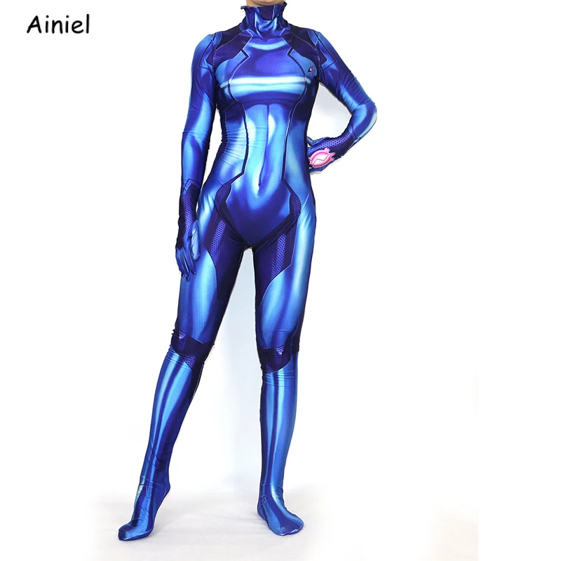 Metroid Samus Aran костюмы для косплея супергерой спандекс боди зентай костюм комбинезон