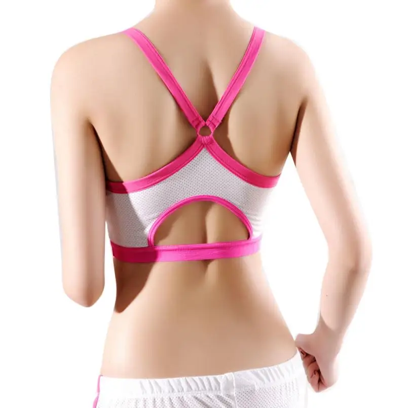 

Women Yoga Fitness Stretch Workout Tank Top Seamless brasier mujer Racerback crop top Padded sports bra fitness yoga top