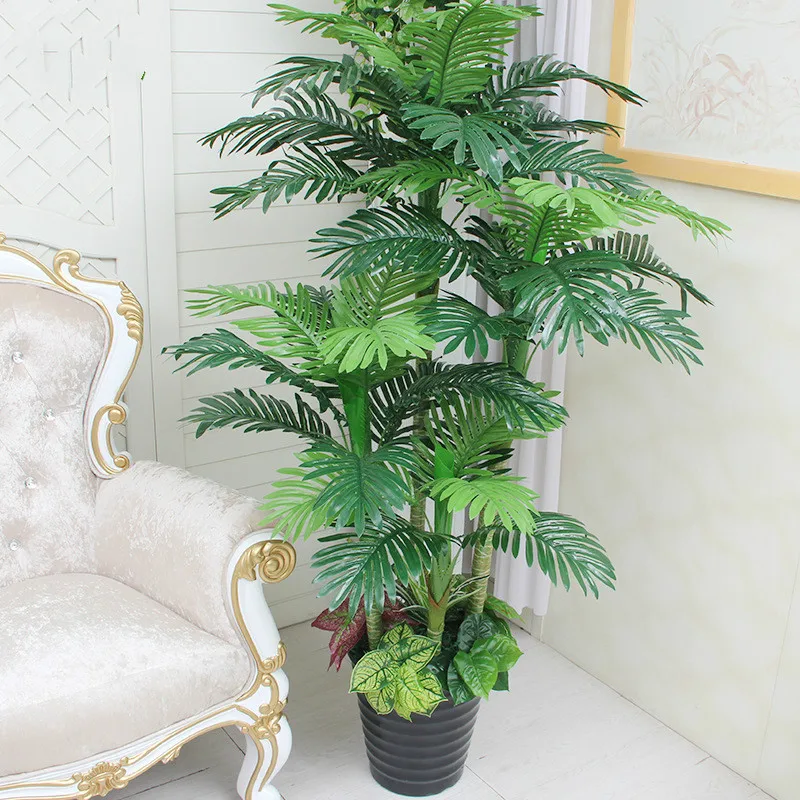 Wholesale artificial plants plastic Scutellaria tree potted bonsai artificial palm trees home living room decoration faux plants