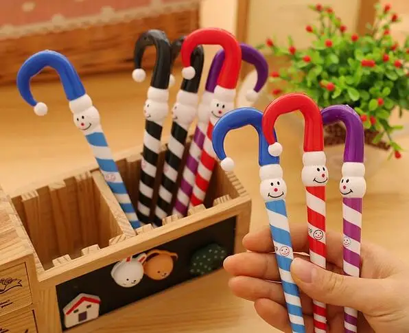 Cartoon umbrella expression ball pen student prizes small gifts Christmas snowman cap oil pen 12pcs