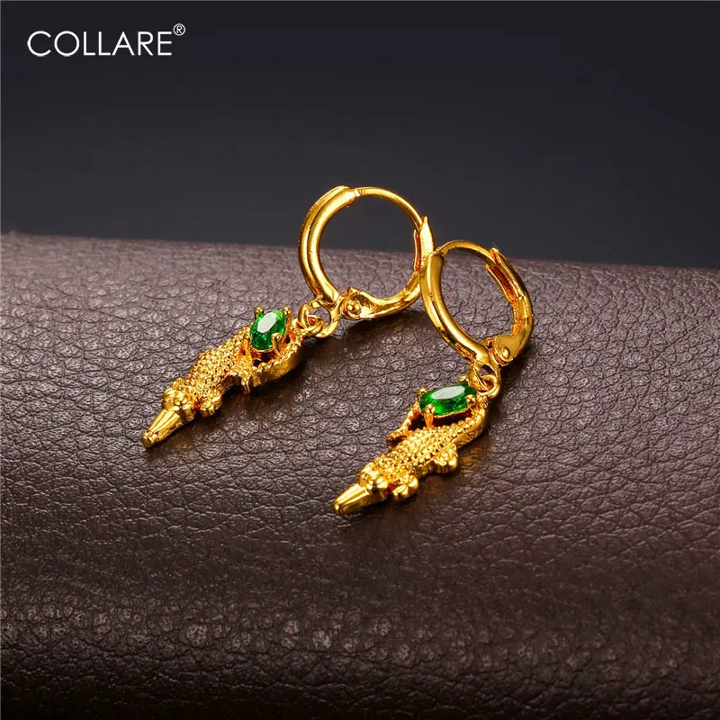 

Collare Crocodile Earrings For Women Gold Color Cubic Zirconia Animal Drop Earrings Fashion Jewelry Wholesale E219