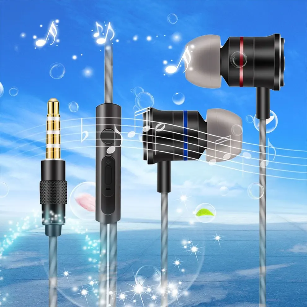 

10PCS Metal Earphone 3.5mm Interface In Ear Mobile Wired Headset Subwoofer with Microphone MP3 Earhook X200