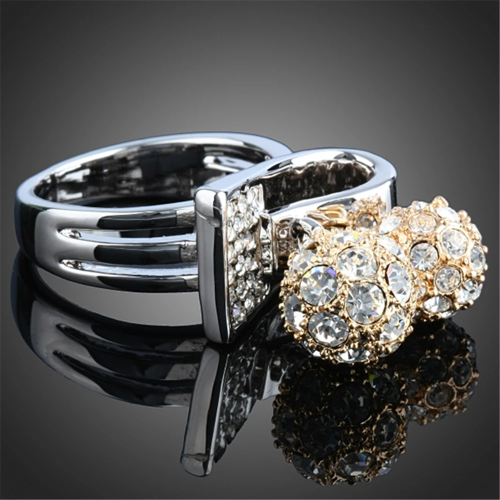 High Quality Engagement Rings for Women Full Crystal Ball Beads Wedding Rings bague femme