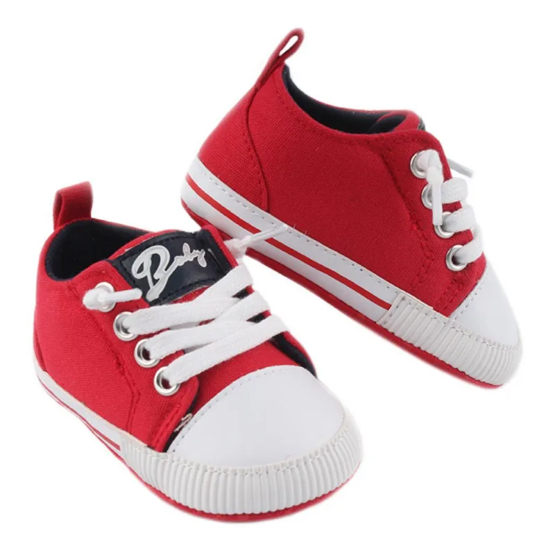 R Newborn Baby Canvas Shoes Infant Baby first walkers Tollder Canvas Shoes Lace-up Baby Girls Boys Sneaker Prewalker 0-12M - Цвет: R