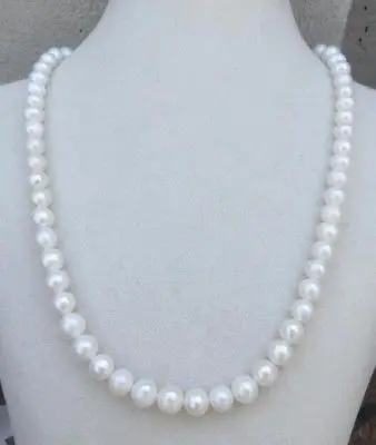 

18" REAL PICTURE& 7-8mm natural south sea white pearl necklace