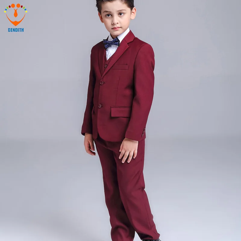 

5 Pcs/Set Fashion baby Boy Wedding Suit Gentle Baby Boys Vest Shirt Pants Formal Party Suit color red Childre Clothing Set