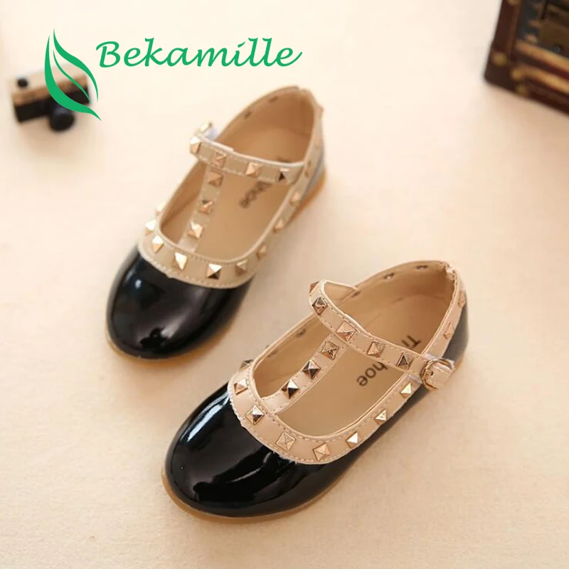 bata children's sandals children casual shoes girls spring autumn leather shoes fashion Rivet princess baby shoes Kids girls sandals children's shoes for high arches