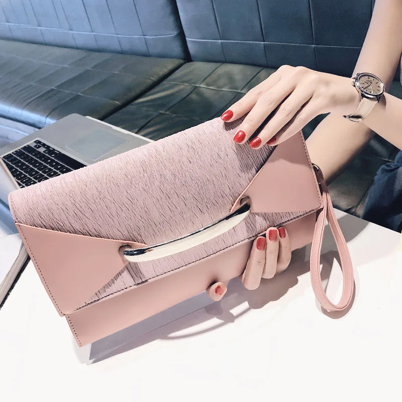 Yonder envelope clutch bag women leather birthday party evening clutch bags for women ladies shoulder clutch bag purse female - Цвет: Pink