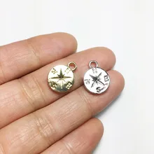 Eruifa 20 шт. 12 мм цинковый сплав Популярные компасы монета подвески ожерелья оптом, серьги браслет ювелирные изделия DIY ручной работы 2 цвета