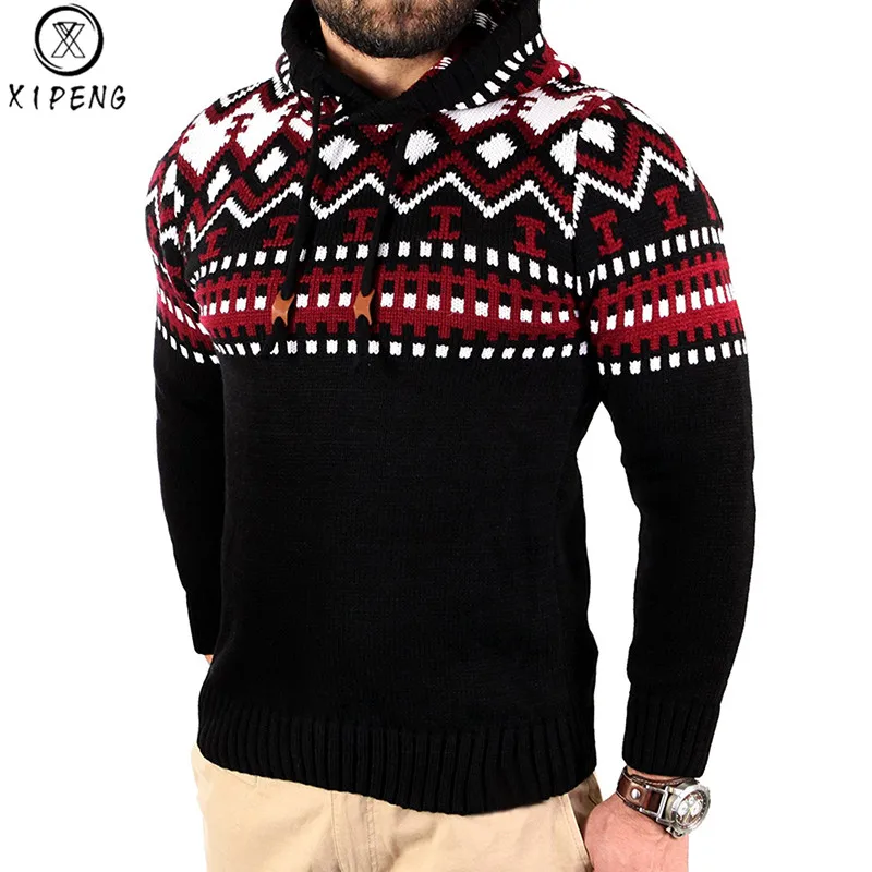 

2019 New Autumn Men's Slim Knitted Sweaters Hit color Pullover Sweater Men O-Neck Winter Casual Sweaters Brand Knitwear Pull