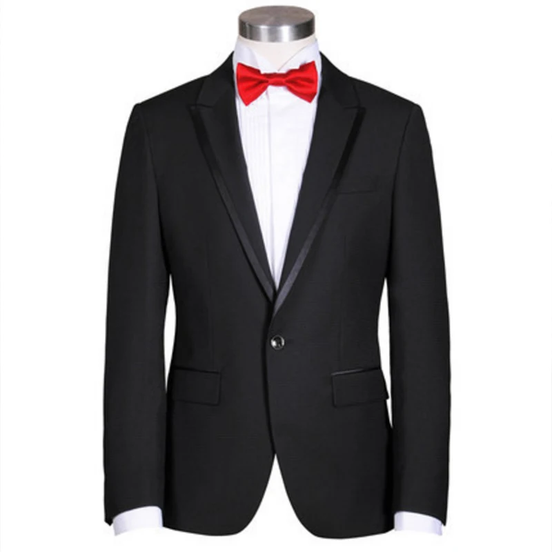 Top Level Mens wool suits sets Black Solid Suit for wedding Natural ...