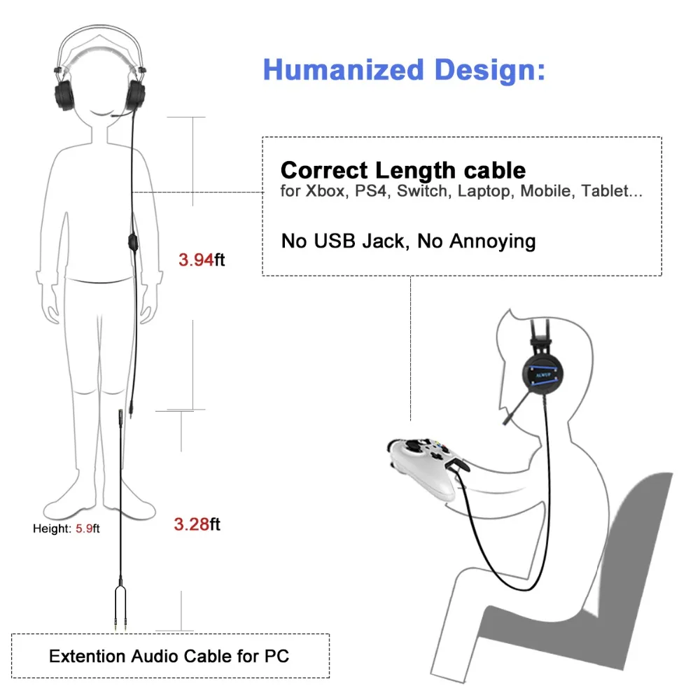 ALWUP A9 игровая Гарнитура Xbox One PS4 геймерские наушники для Playstation 4 с микрофоном PC геймерские наушники с микрофоном для компьютера