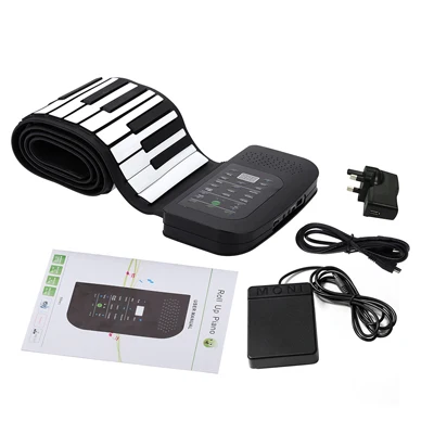 Portable 88 Keys Keyboard Piano Silicone Flexible Roll Up Piano Foldable Keyboard Hand-rolling Piano with Battery Sustain Pedal - Цвет: UK PLUG