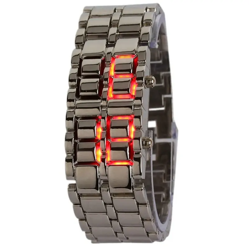 2018 LED Wrist Watch Elegant Red Digital Display Rectangle Stainless