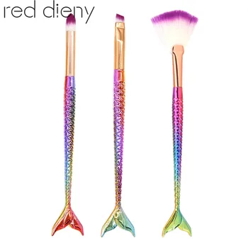 

Mermaid Makeup Brush Super Soft Pro Face Fan Foundation Powder Contour Highlighter Blush Eyeshadow Eeyliner Cosmetic Brush Tool