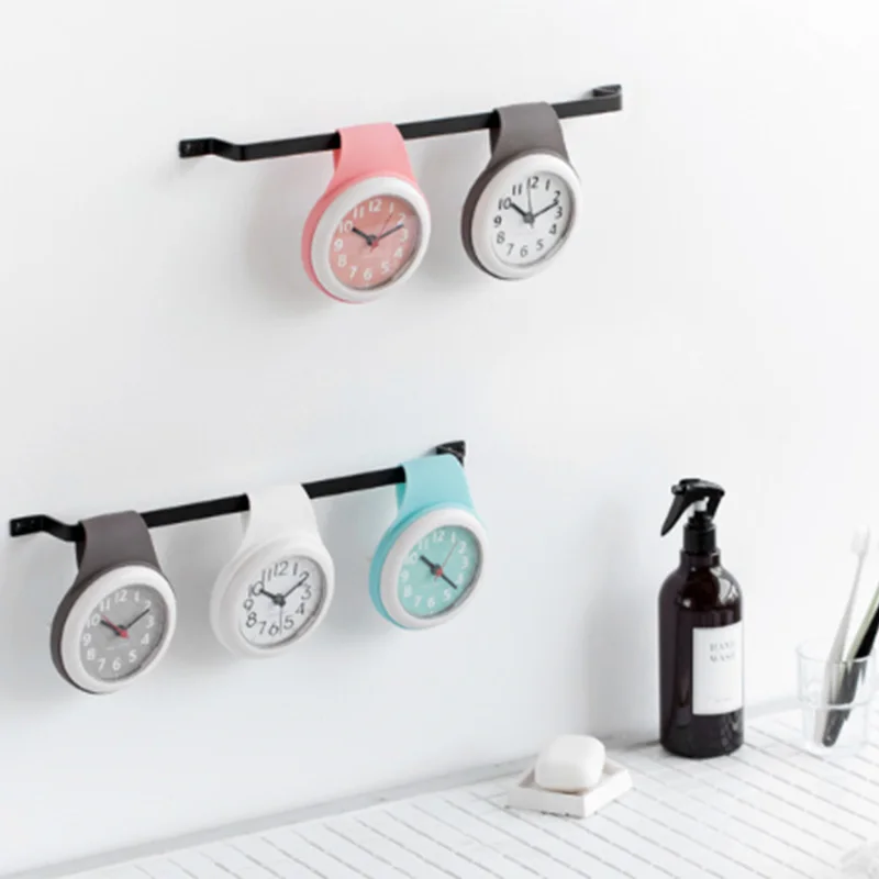 Hot Selling!!! Showeroom Waterproof Wall Clocks in Bath Room Silient Clocks Kitchen Suction