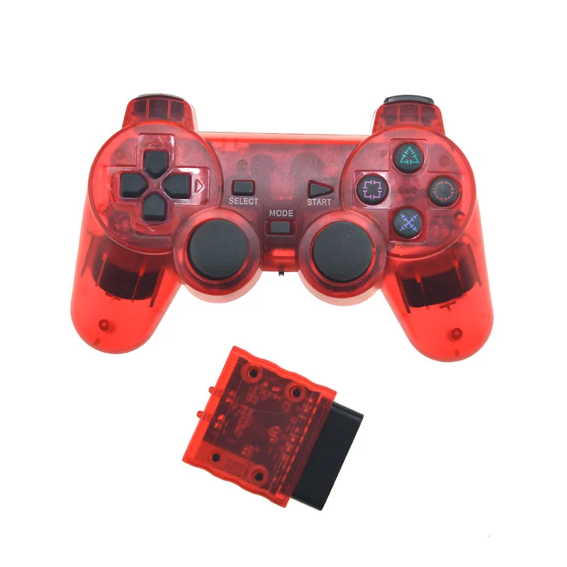 Прозрачный беспроводной геймпад для sony PS2 контроллер Вибрационный шок джойстик беспроводной контроллер для Playstation 2 Консоль джойстик