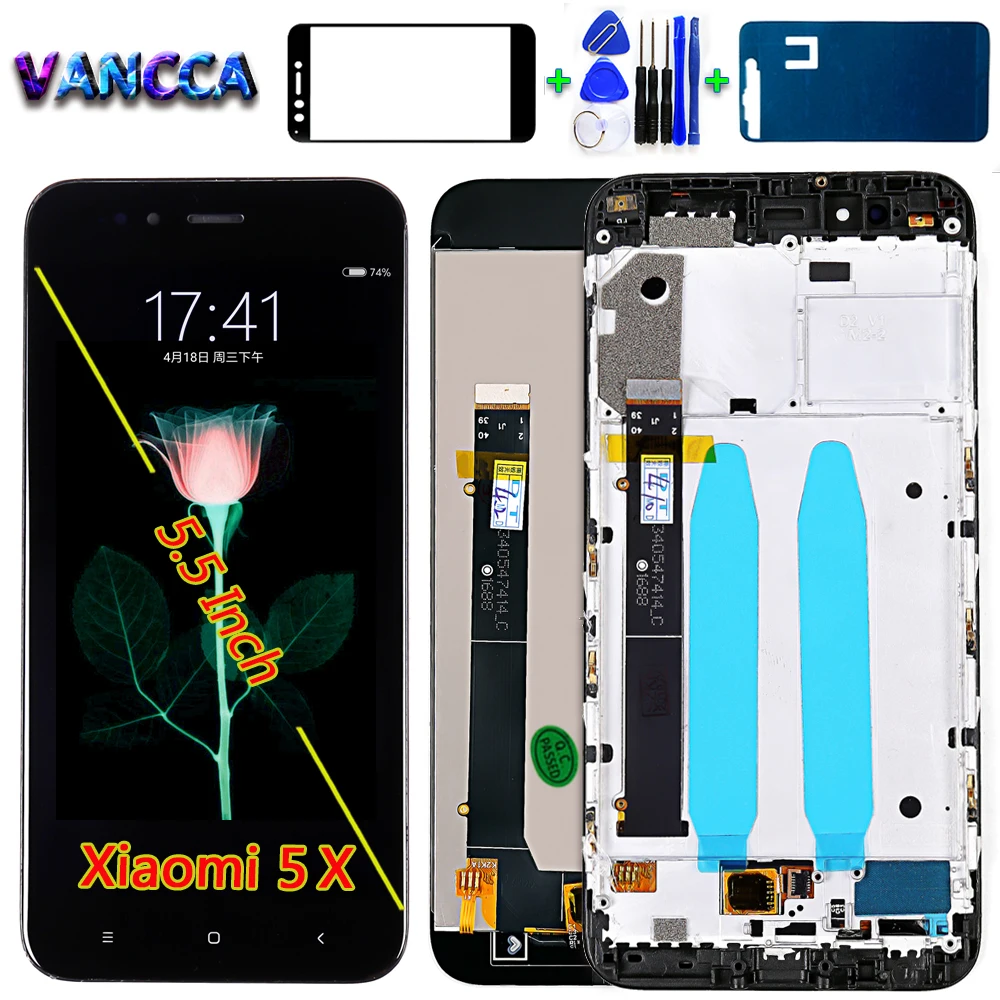 

Vancca 5.5 inch LCD Display For Xiaomi Mi 5X Touch Screen Digitizer Assembly For Xiaomi A1 1920*1080 Frame with glass film Tools
