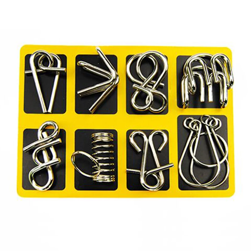 8 Pcs/Set Children Iq Puzzle Toy Classic Montessori Metal Wire Mind Brain Teaser Kids Educational Toys Hobby Gift For Adults Kid