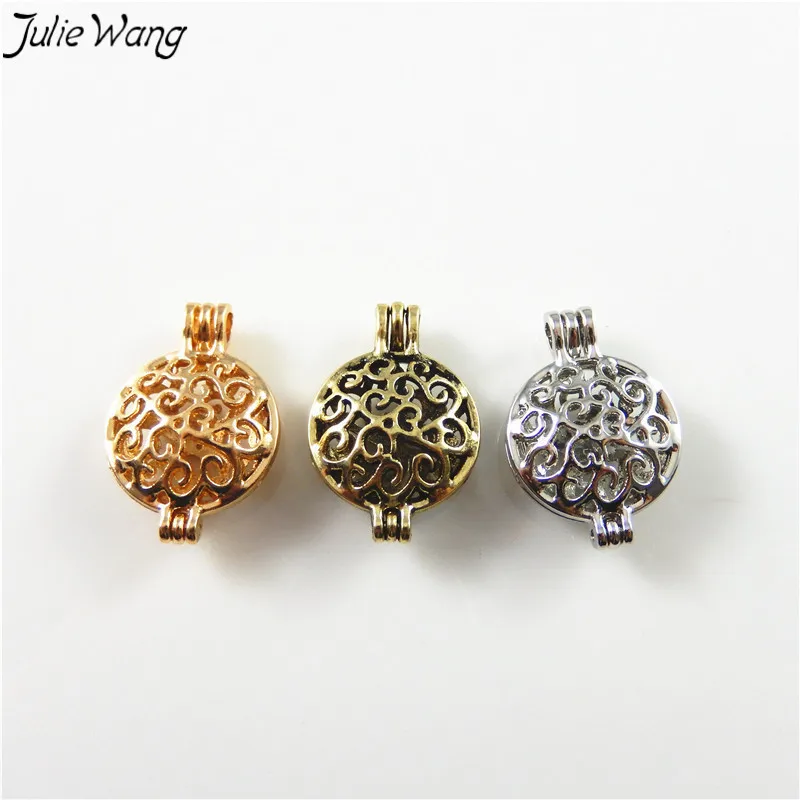 

JulieWang 3PCS Wholesale Mix Color Hollow Wish Prayer Box Cage Locket Pendant Charm Fit 14mm Spacer Jewelry Accessories 17*25mm
