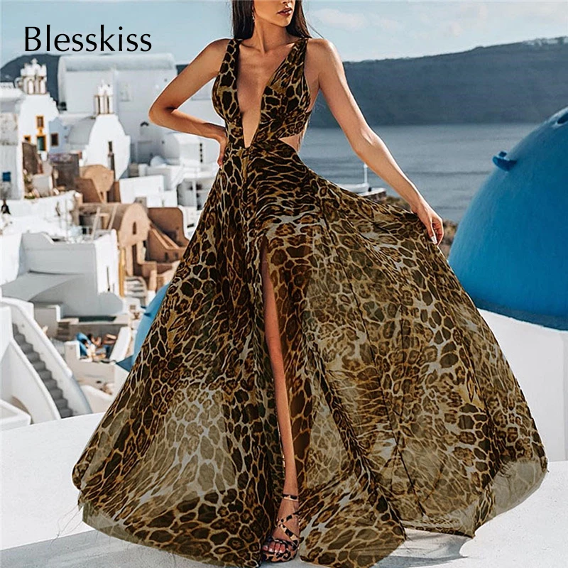 Женское пляжное платье Blesskiss длинное леопардовое парео купальный костюм на
