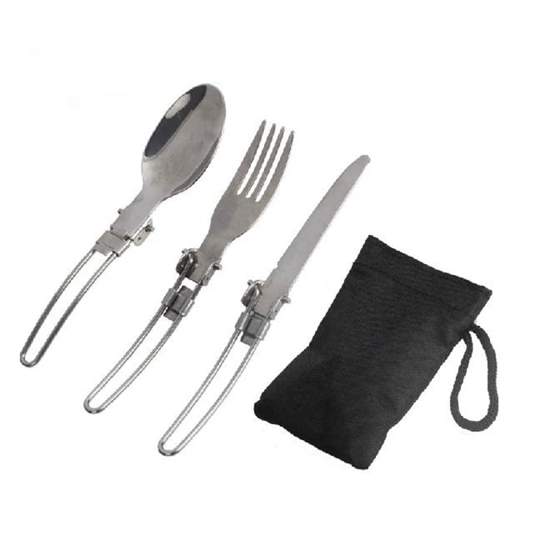 

Mounchain Camping Folding toaks Titanium outdoor set Spoon Tableware folding knife Camping Convenient Titanium Spork camping set