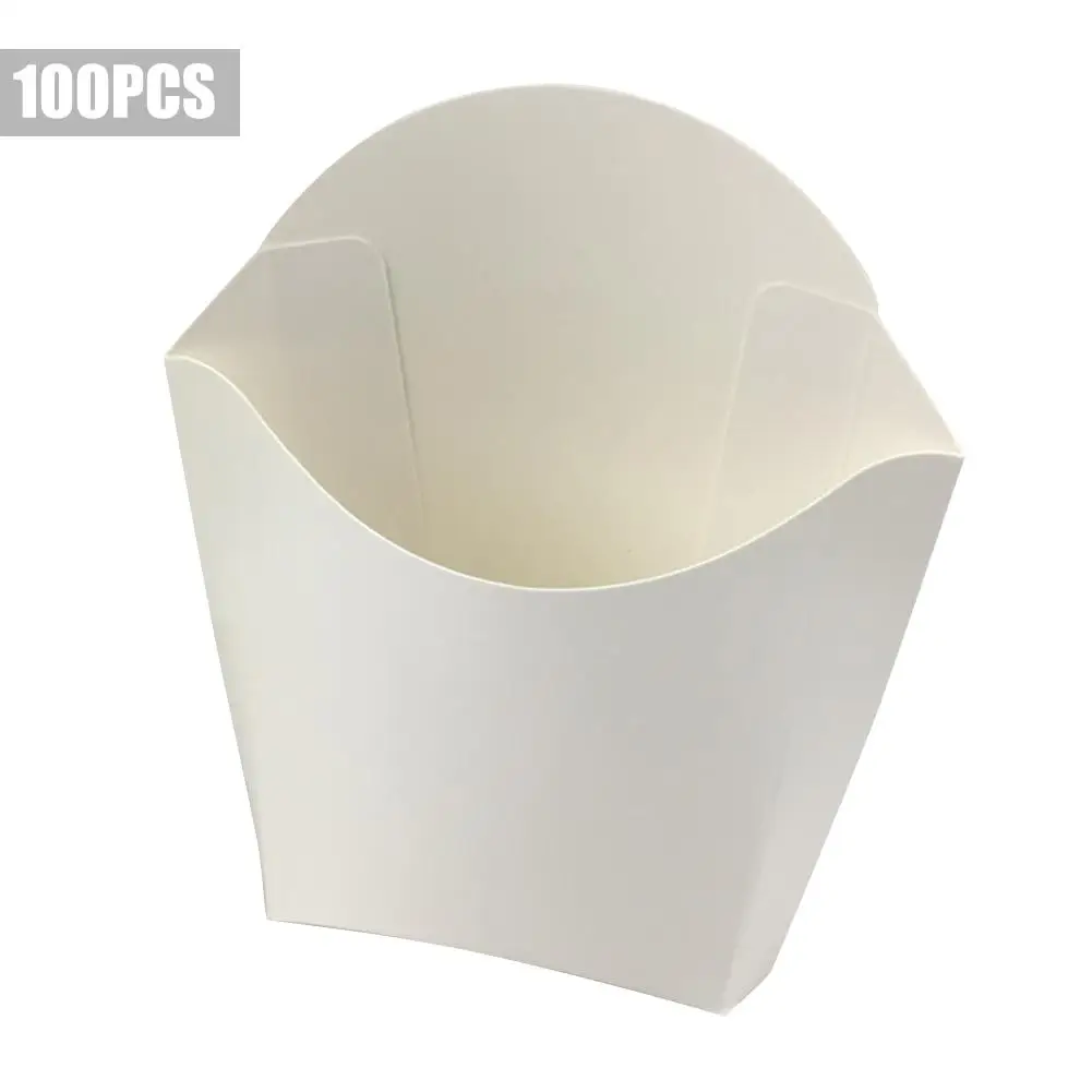 

100 Pcs Disposable White Fries Box Fried Chicken Storage Case Packaging Carton Packing Box Holders Kid's Snack Containers Box