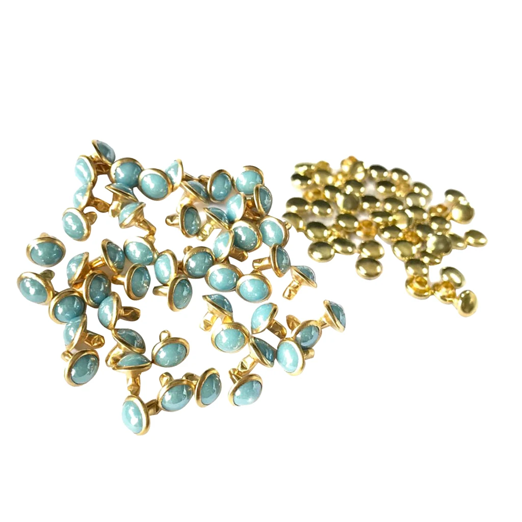 50 Sets Mushroom Dome Rivets Studs Buttons for Leather Belt Bag Shoes Leathercraft 7.5MM	