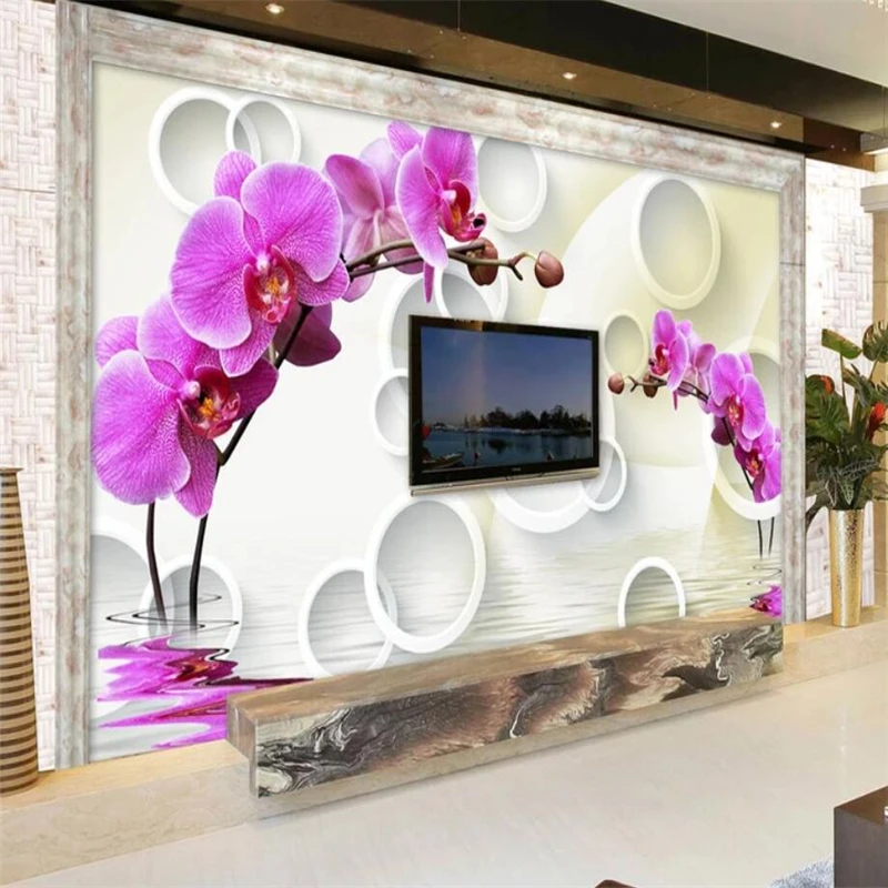 

beibehang 3d wall paper mural custom living room bedroom dining room home decor orchid mural TV background wall papel de parede