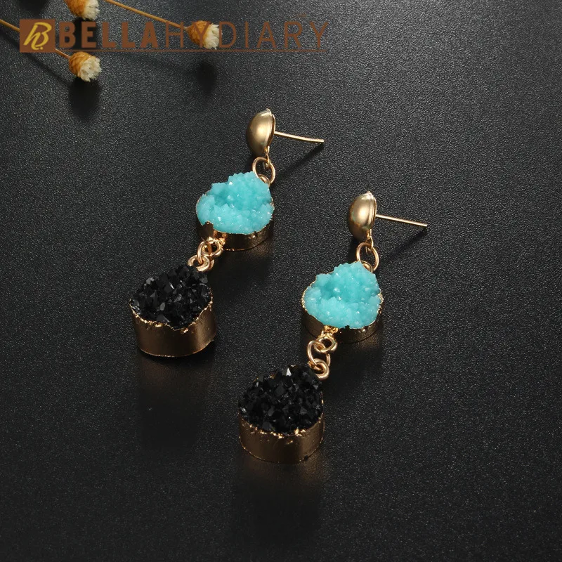 Druzy earrings resin earrings jewelry Ohrringe bijoux earings earring earing pendientes brinco big earrings vintage jewelry wedding earrings geometric earrings long earrings gifts for women korean earrin (5)