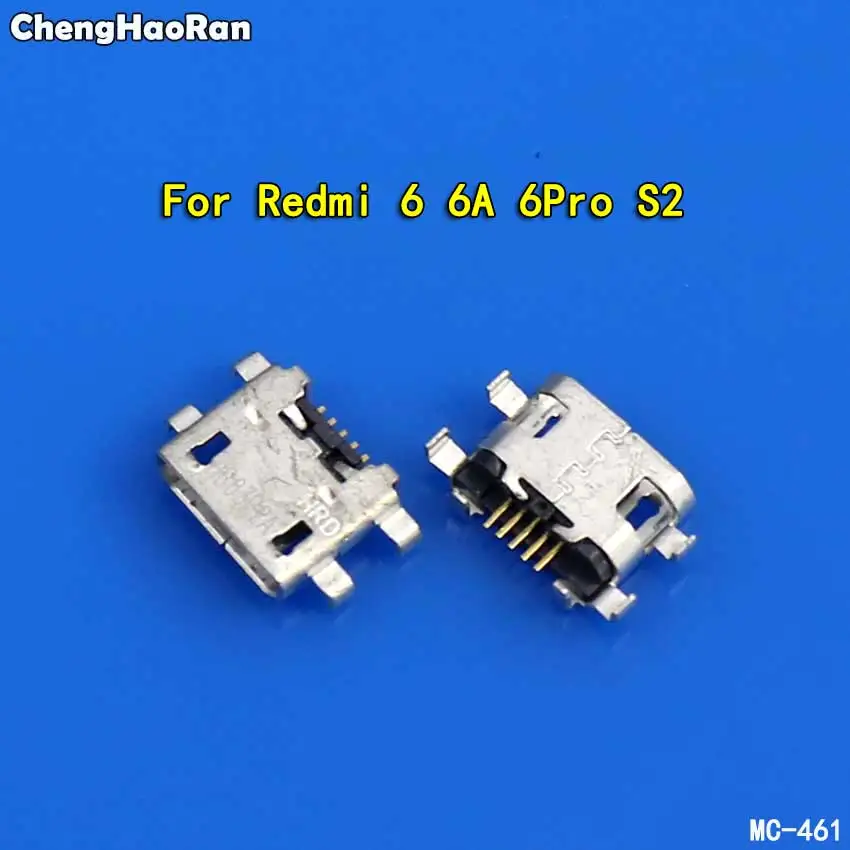 

ChengHaoRan 2pcs Charging Port For Xiaomi Redmi 6 6A 6Pro S2 Micro USB Jack Connector USB Charging Dock Socket Plug