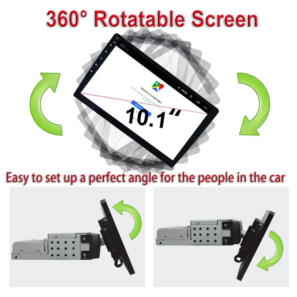 Clearance 10.1" Car Stereo 1Din Multimedia Player for Android 8.1 with Up Down 360 Degree Rotatable Screen GPS WiFi MP5 Player 2