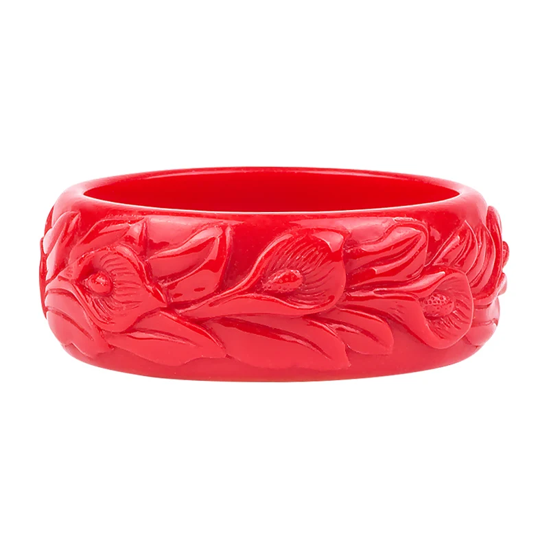 Trendy Resin Cuff Engraved Flowers Bracelets Bangles for Women Fashion Acrylic Round Bracelet Female Charm Wedding Gifts Jewelry (3)